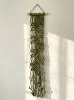 Macrame Leaf Wall Hanging – Handmade Olive Green Wall Art