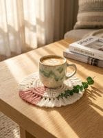 Macrame Round Coaster – Handmade Cotton Table Mat - Image 6