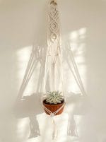 Macrame Plant Hanger – Long Handmade Cotton Rope Holder