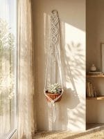 Macrame Plant Hanger – Long Handmade Cotton Rope Holder - Image 4