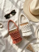 Macrame Cup Holder – Handmade Cotton Drink Carrier with Fringe - Image 6