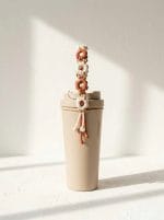 Handmade Macramé Cup & Bottle Strap with Daisy Knot Accents - Image 3
