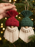 Christmas Decor Macrame Set – Handmade Ornaments & Wall Hanging - Image 3