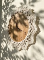 Macrame Wall Clock – Handmade Boho Wooden Clock - Image 3