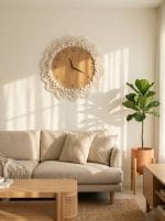 Macrame Wall Clock – Handmade Boho Wooden Clock - Image 5