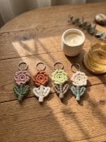Macrame Flower Keychain – Handmade Boho Accessories - Image 5
