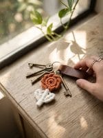 Macrame Flower Keychain – Handmade Boho Accessories - Image 6
